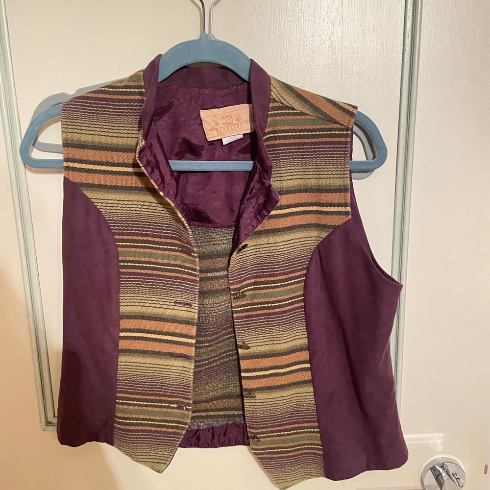 Vintage New Frontier purple and brown striped vest